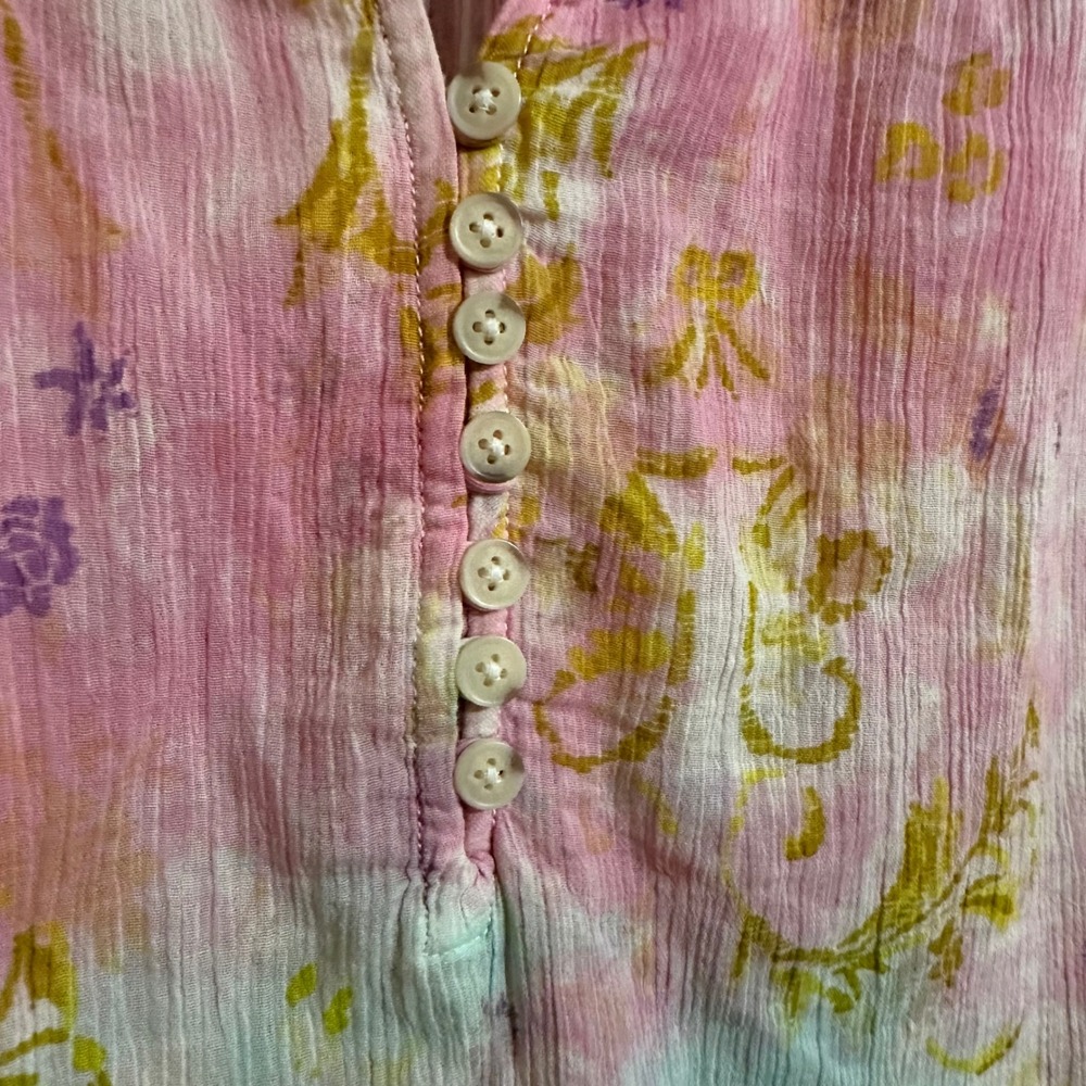 Pilcro The Tavi Blouse Pink Light Blue tie-dye Floral‎ Sz S Boho Fairy Gypsy - Picture 9 of 9